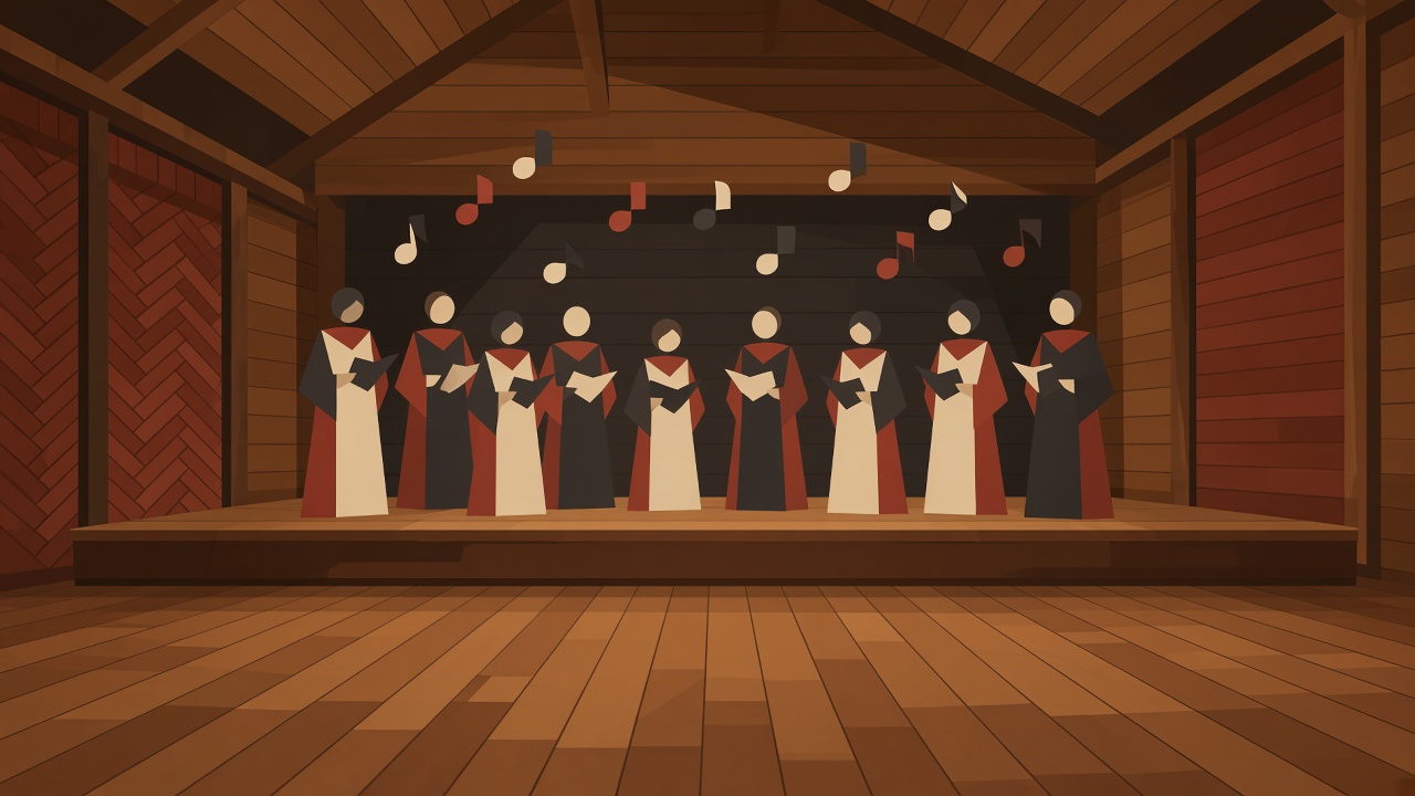 Ilustração original do festival de coros Canta Rio Grande, em Teutônia