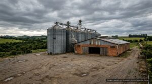 Silos e armazém de cooperativa agrícola no interior do Rio Grande do Sul (imagem ilustrativa)